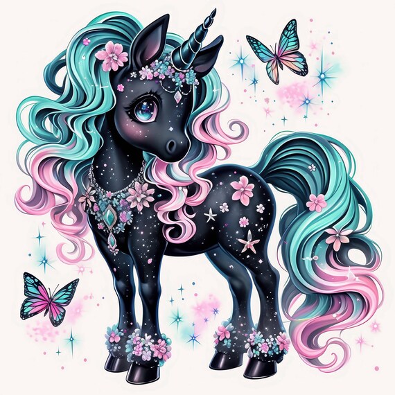 13 個のキュートで鮮やかなユニコーンのクリップアートバンドル、印刷