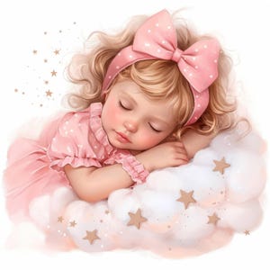 14 Baby Sleeping Clipart Bundle, Cute Kid Images Illustrations, Printable Watercolor Clipart, High Quality JPG, Paper craft, Junk Journals