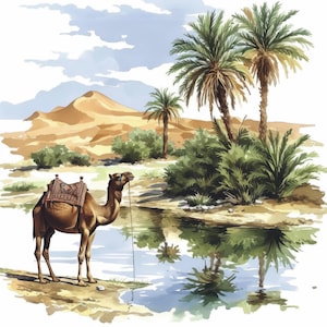 12 Miniature Palm Clipart Bundle, Desert Oasis Illustrations, Printable Watercolor Clipart, High Quality JPG, Paper craft, Junk Journals