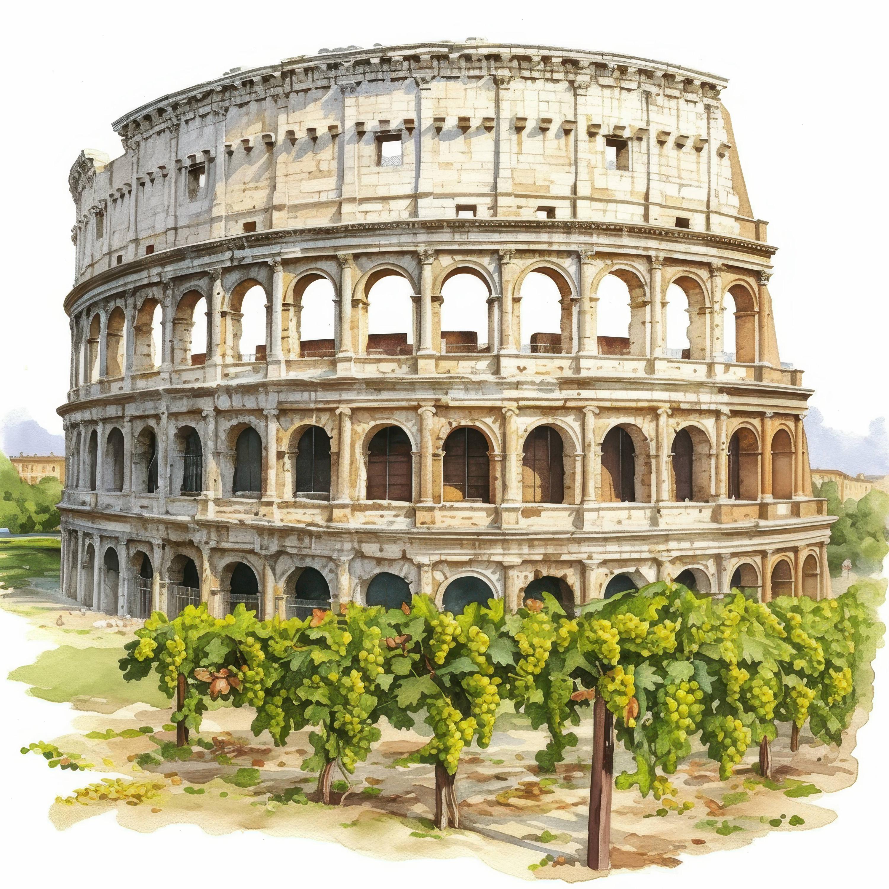11 Coliseum Vineyards Clipart Bundle, Roman Ruins Illustrations ...