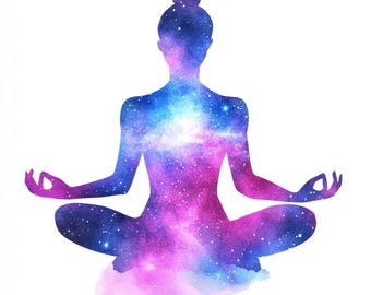 Paquete de 20 imágenes prediseñadas de meditación celestial, imágenes prediseñadas de yoga, imágenes prediseñadas de acuarela imprimibles, archivos JPG de alta calidad, manualidades con papel digital, diarios basura