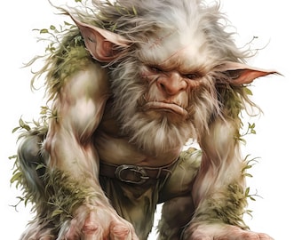Pacchetto di 11 clipart di Troll, illustrazioni di Troll scandinavi, clipart acquerello stampabili, JPG di alta qualità, download digitale, uso commerciale