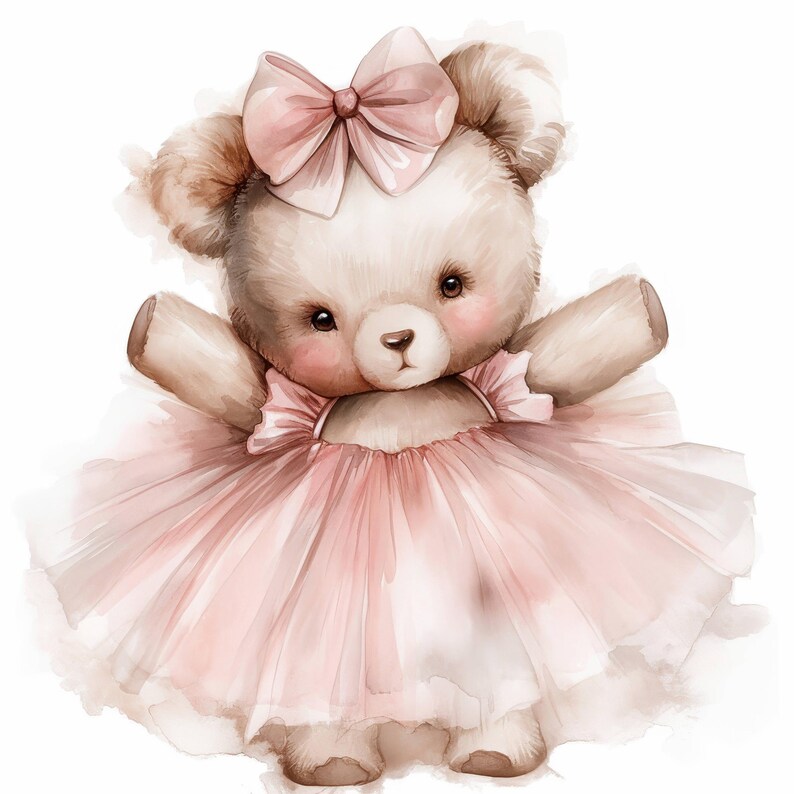 20 Ballerina Bear Clipart Bundle, Printable Watercolor Teddy ...