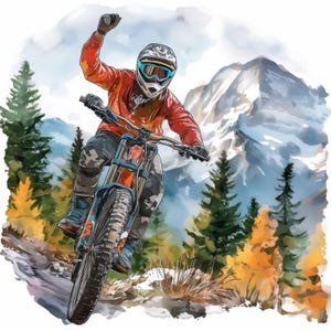 14 Bundle de cliparts de motard, clipart lavande aquarelle imprimable, haute qualité JPG, numérique, téléchargement, créations en papier, journaux indésirables