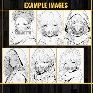 Anime Ninja Girls Manga 70 Coloring Page Book, Fantasy Anime Coloring Pages for Adults and Kids, Instant Download, Printable PDF & JPG
