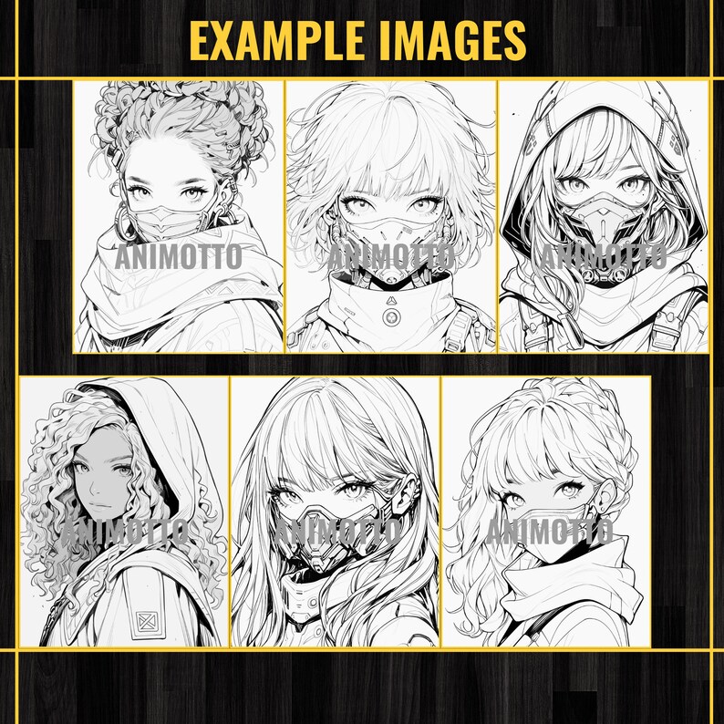 Anime Ninja Girls Manga 70 Coloring Page Book, Fantasy Anime Coloring Pages for Adults and Kids, Instant Download, Printable PDF & JPG