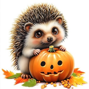 Lot de 14 cliparts hérisson Halloween, illustrations d'Halloween, clipart aquarelle imprimable, JPG haute qualité, créations en papier, journaux indésirables