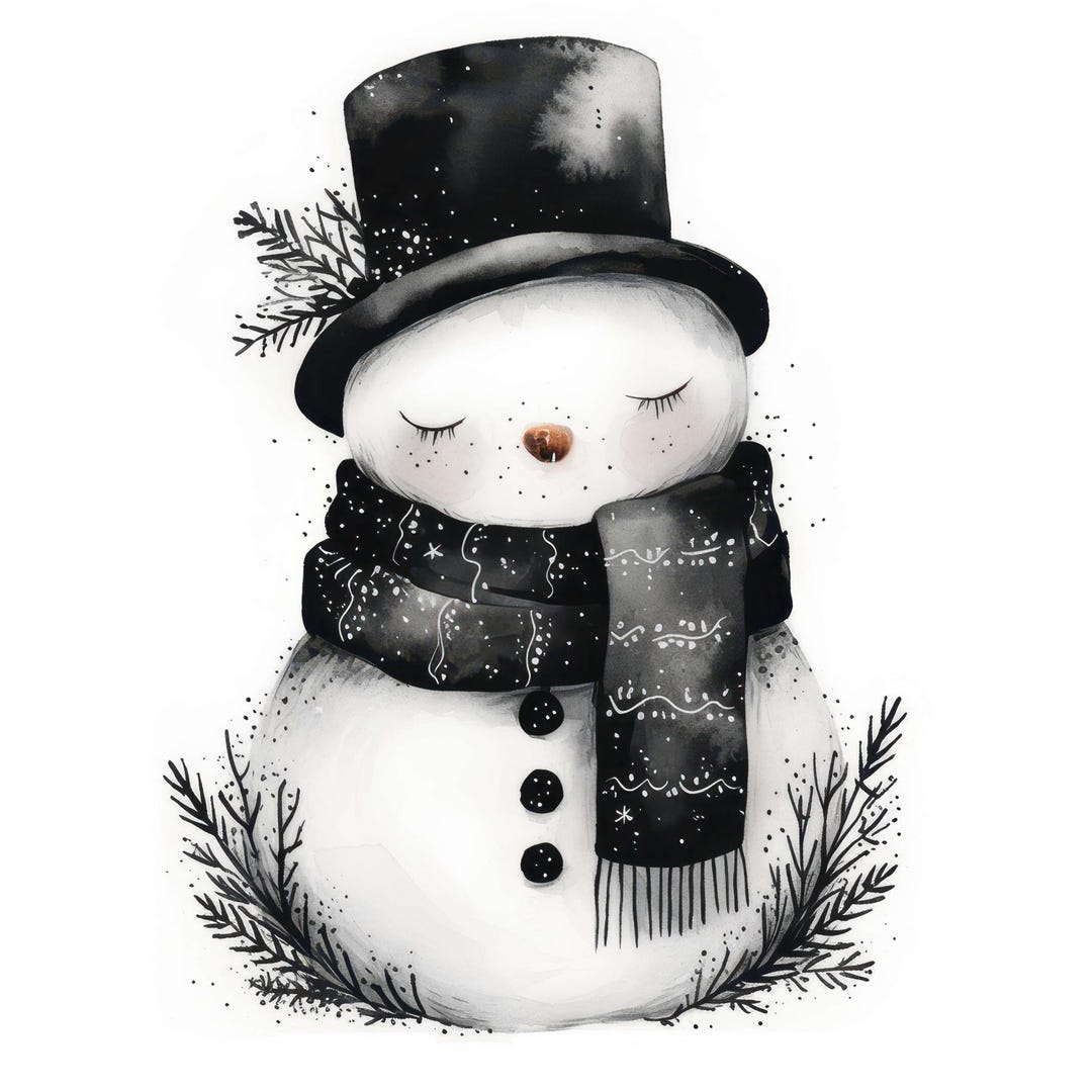 19 Abstract Snowman Clipart Set, Printable Watercolor Christmas Clipart ...