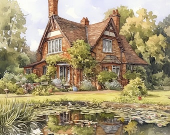 18 Rural Landscapes Clipart Bundle, Countryside Scenes Illustrations, Watercolor Clipart, High Quality JPG, Paper craft, Commercial Use