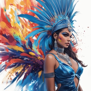 Carnival Woman Rio Women Clip Art 19 High Res Watercolor JPGs Junk Journaling, Scrapbooking, Card Making, Digital Download, Paper Crafts