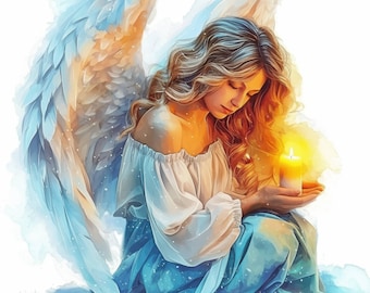 10 Angel Clipart Bundle, Holy Woman Images Illustrations, Printable Watercolor Clipart, High Quality JPG, Paper craft, Journaling, For Cards