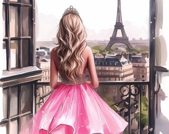 12 Chic Woman in Paris Clipart Bundle, Paris Illustrations, Printable Watercolor Cliparts, High Quality JPGs, Paper crafts, Junk Journals