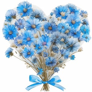 Paquete de 14 imágenes prediseñadas de flores en forma de corazón, imágenes prediseñadas de acuarela imprimibles, alta calidad, manualidades de papel, creación de tarjetas, diario basura, descarga digital