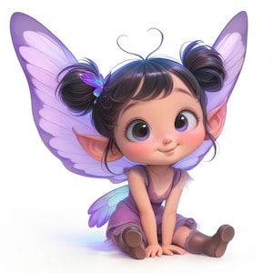 14 graziosi set di clipart di fate viola 2, fata kawaii, JPG di alta qualità, fata bambina, illustrazione di fata, download digitale, uso commerciale