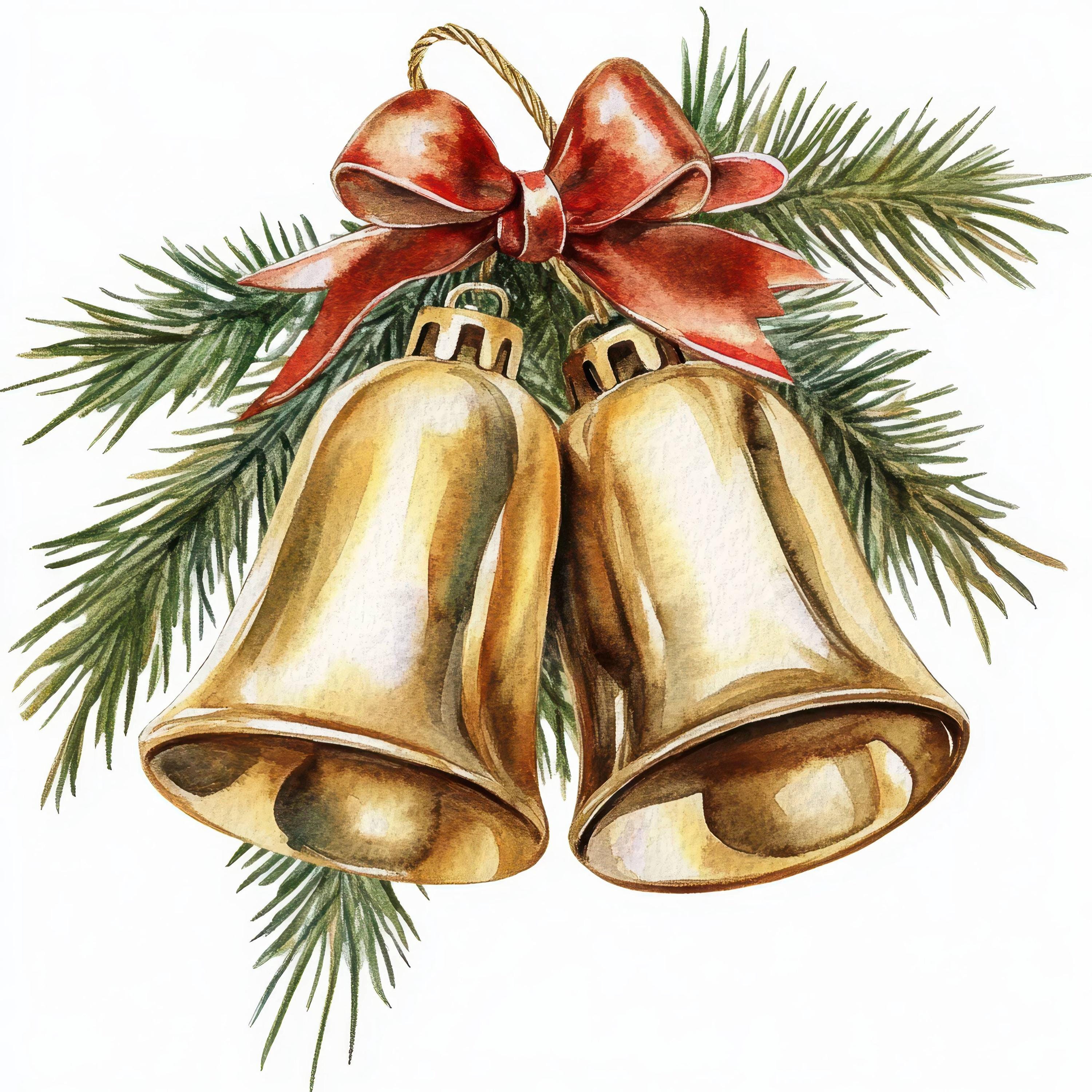 16 Christmas Bells Clipart Bundle, Elegant Bell Illustrations ...