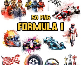 Watercolor Formula 1 Racing Clipart | Watercolor Motorsport Clipart Set, Racing Car Illustration | Instant Download for Commercial Use