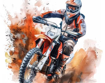 14 Dirt Bike Clipart Bundle Set, Motocros Clipart, Motorcycle, Printable Watercolor clipart, High Quality JPG, Digital download, Paper craft