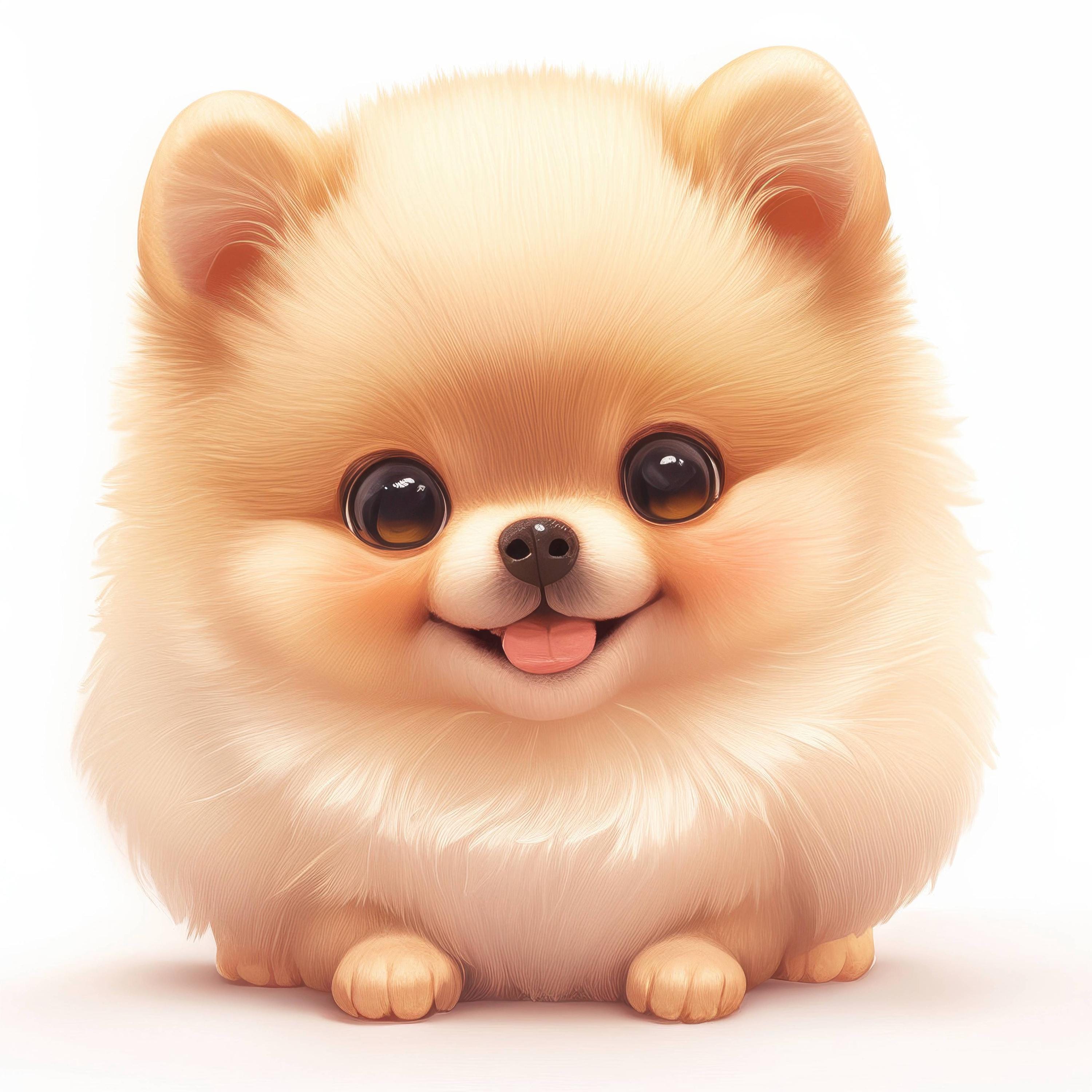 18枚のかわいいポメラニアンの子犬のクリップアートセット、印刷可能な