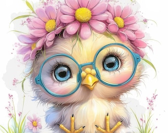 12 Whimsical Flower Birds Clipart Bundle, Floral Bird Images, Printable Watercolor Clipart, High Quality JPG, Paper craft, Junk Journals
