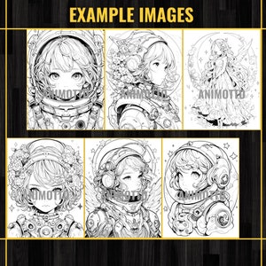 Anime Space Girls Manga 75 Coloring Page Book, Astronaut Anime Coloring Pages for Adults and Kids, Instant Download, Printable PDF & JPG