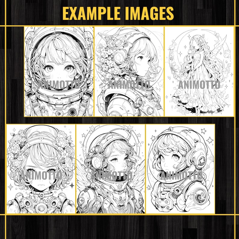 Anime Space Girls Manga 75 Coloring Page Book, Astronaut Anime Coloring Pages for Adults and Kids, Instant Download, Printable PDF & JPG