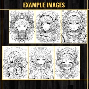 Anime Space Girls Manga 75 Coloring Page Book, Astronaut Anime Coloring Pages for Adults and Kids, Instant Download, Printable PDF & JPG