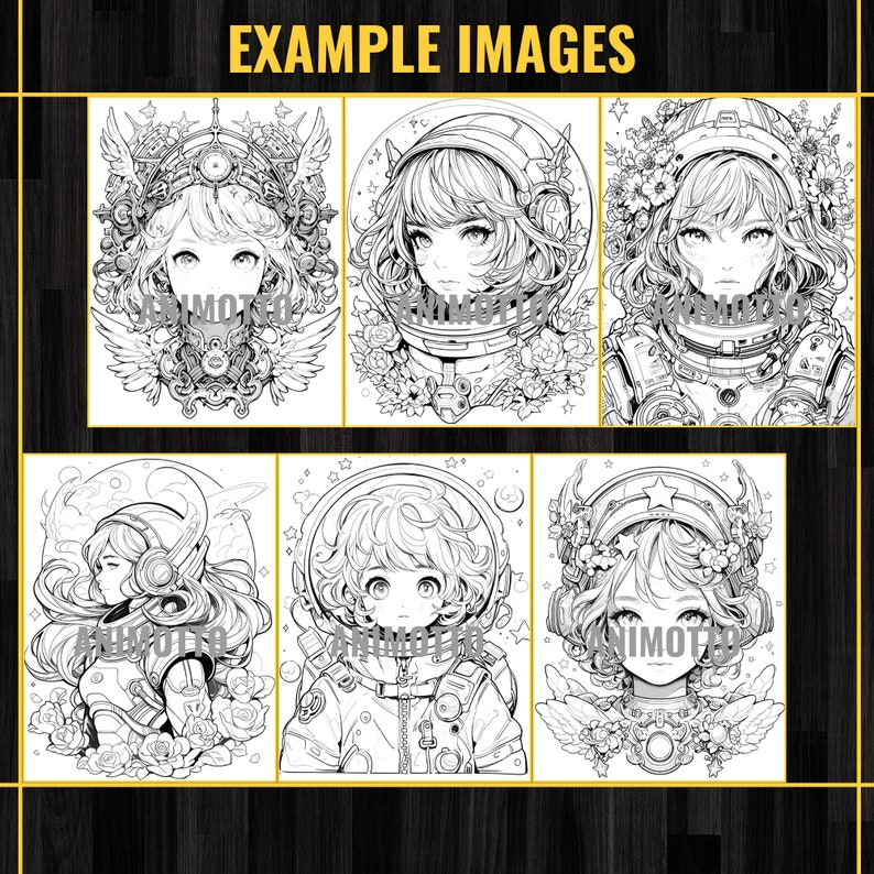 Anime Space Girls Manga 75 Coloring Page Book, Astronaut Anime Coloring Pages for Adults and Kids, Instant Download, Printable PDF & JPG
