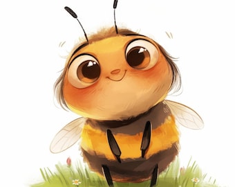 Paquete de 19 imágenes prediseñadas de abejas dulces, ilustración divertida de abejas, imágenes prediseñadas de acuarela imprimibles, JPG de alta calidad, manualidades de papel, revistas basura