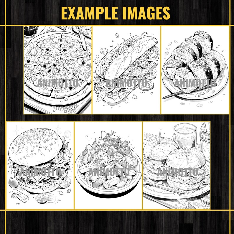 Delicious Foods Adult Coloring Book 60 Fast Food Coloring Pages,Grayscale Yummy Tasty Food Coloring,Instant Download,Printable PDF & JPG