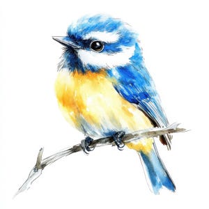 Ensemble de 22 cliparts mésange bleue, mésange bleue eurasienne, clipart aquarelle imprimable, fichiers JPG de haute qualité, téléchargement numérique, créations en papier, journaux intimes