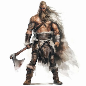 10 vikingatryck Clipart, vikingakrigareillustration, utskrivbar akvarell Clipart, högkvalitativ JPG, kommersiellt bruk, pappershantverk, dagbok
