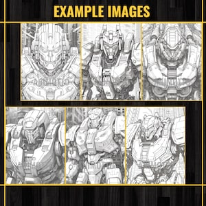 Mech Warrior Robots 35 Coloring Page Book, Adults Kids Instant Download ...