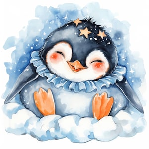 13 Baby Penguin Clipart Bundle, Card Making Illustrations, Printable Watercolor Animal clipart, High Quality JPG, Digital download, Crafts