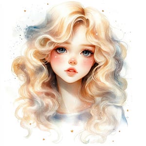 19 bellissimi ritratti di ragazze clipart bundle, bambina, clipart acquerello stampabile, JPG di alta qualità, download digitale, carta artigianale, diario