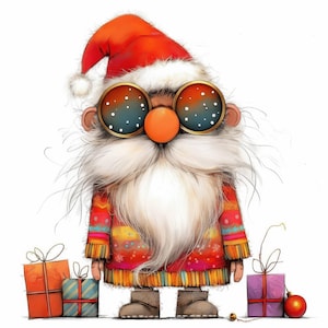 16 Quirky Santa Clipart Bundle, Whimsical Christmas Illustrations, Printable Watercolor Clipart, High Quality JPG, Paper craft, Junk Journal