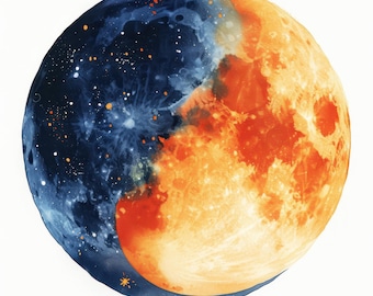 10 Sonne und Mond Fusion Clipart Bundle, himmlische Grafiken, druckbare Aquarell Clipart, hochwertige JPGs, digitaler Download, kommerzielle Nutzung