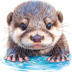 11 lot de 11 cliparts loutre ludique, illustrations d'images de loutre mignonne, clipart aquarelle imprimable, JPG de haute qualité, créations en papier, journaux indésirables