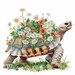 12 Turtle With Flower Shell Clipart Bundle, Floral Illustrations ...