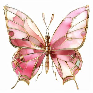 Pacote de 15 clipart de borboletas douradas rosa, ilustrações de borboletas, clipart de aquarela para impressão, JPG de alta qualidade, artesanato em papel, diários de lixo