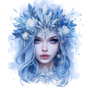 Lot de 12 cliparts Reine des neiges, Illustrations d'impressions Reine des neiges, Clipart aquarelle imprimable, JPG haute qualité, créations en papier, journaux indésirables