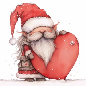 10 Valentinstag Gnome Clipart Bundle, schöne Illustrationen, druckbare Aquarell Cliparts, hochwertige JPGs, Papierhandwerk, Junk Journals