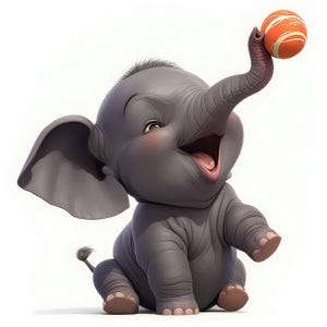 Lot de 12 cliparts éléphants ludiques, impressions d'images d'éléphants mignons, clipart aquarelle imprimable, JPG de haute qualité, créations en papier, journaux indésirables