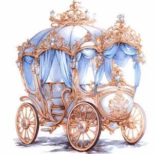 11 eleganti clipart di carrozze, illustrazioni di design floreale, clipart acquerello stampabili, JPG di alta qualità, creazioni di carta, diari di scarto