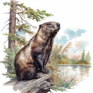 12 Beaver Clipart Bundle, Card Making Illustration, Printable Watercolor Animal Clipart, High Quality JPG, Digital download, Junk Journals