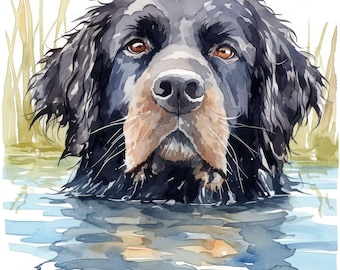 13 Newfoundland Swimming Clipart, Whimsical Clipart, Printable Watercolor Clipart, Instant Digital Download, Scrapbooking, Junk Journals