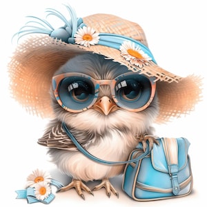 Paquete de 16 imágenes prediseñadas de pájaros de verano, imágenes prediseñadas de acuarela imprimibles, archivos JPG de alta calidad, manualidades de papel, diarios basura, creación de tarjetas digitales
