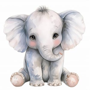11 Painted Elephants Clipart Bundle, Printable Watercolor Cute Animal Clipart, High Quality JPG, Paper craft, Digital Download, Junk Journal