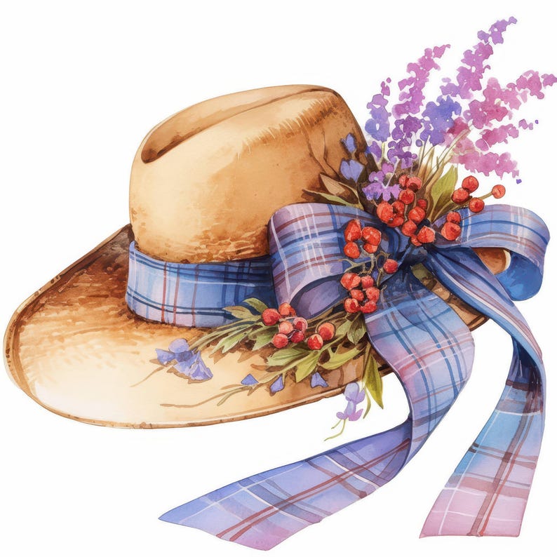 11 Floral Hat Clipart Bundle, Spring Hat Prints Illustrations ...