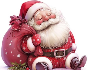 23 Christmas Santa Clipart Set, Printable Watercolor Santa Claus Clipart, High Quality JPGs, Digital Download, Commercial Use, Paper Crafts
