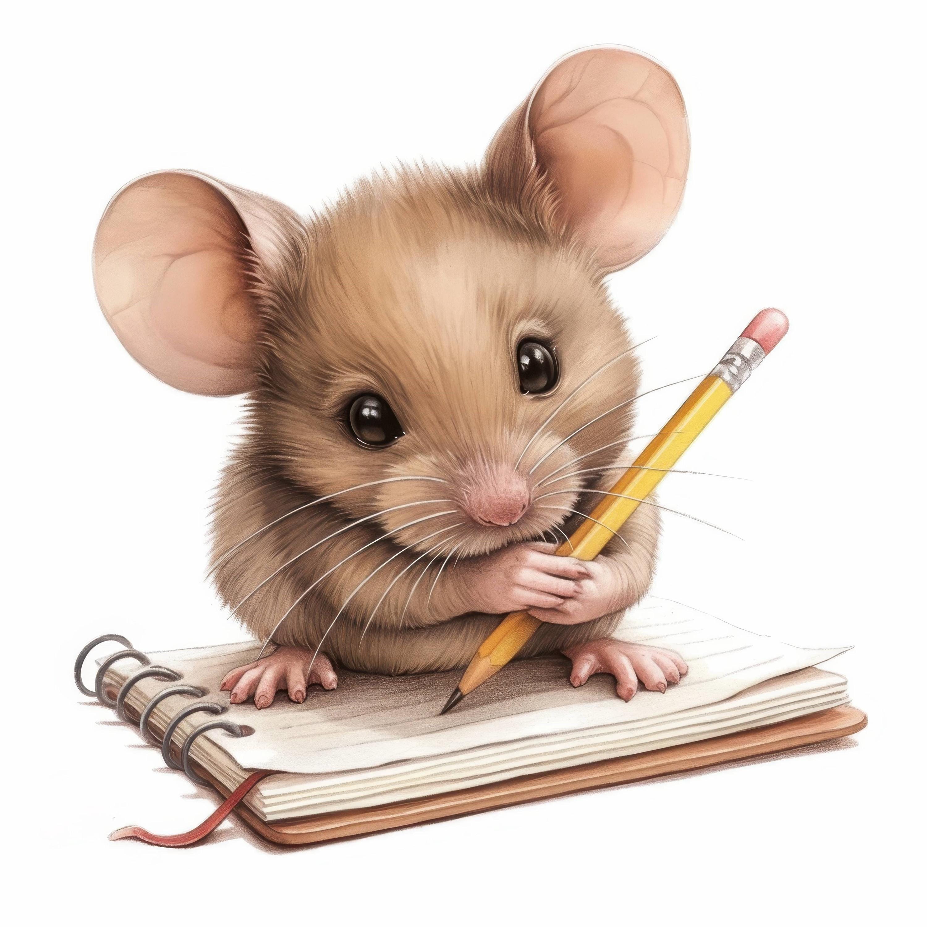 Writer Mouse 10 Writing Mice Clipart Bundle, Cute Mouse Images Illustrations ...